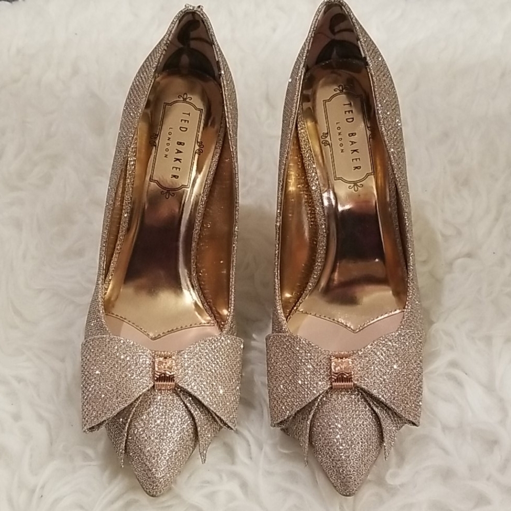 💕TED BAKER💕 Aellyl Bow Detail Court Heels ~ Rose Gold 36 EU
